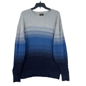F/X Fusion Ombre Sweater Mens XL Blue Grey Textured Knit Crewneck Pullover